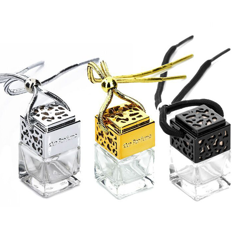 High Quality 5ml square shape glass perfume hanging car diffuser bottle