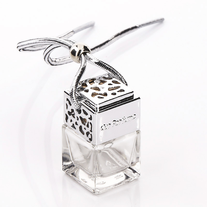 High Quality 5ml square shape glass perfume hanging car diffuser bottle