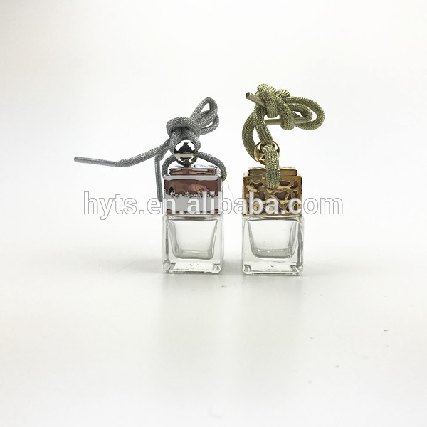 High Quality 5ml square shape glass perfume hanging car diffuser bottle