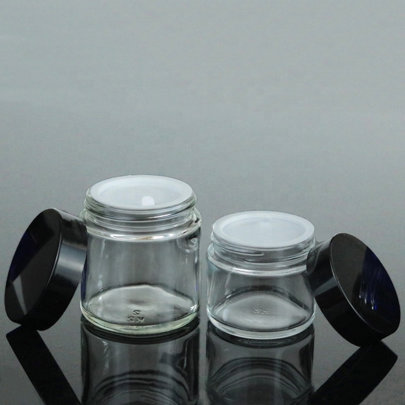 High Quality 60ml 2 oz Clear Skin Care Cosmetic Packaging Round Glass Jar with Lid (GJM33)