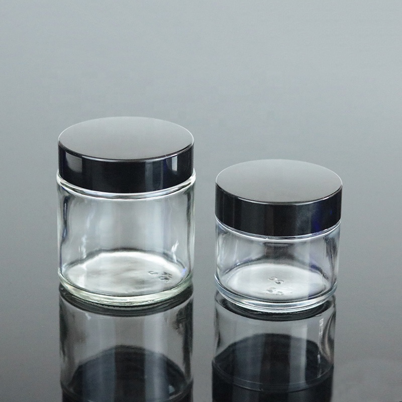 High Quality 60ml 2 oz Clear Skin Care Cosmetic Packaging Round Glass Jar with Lid (GJM33)