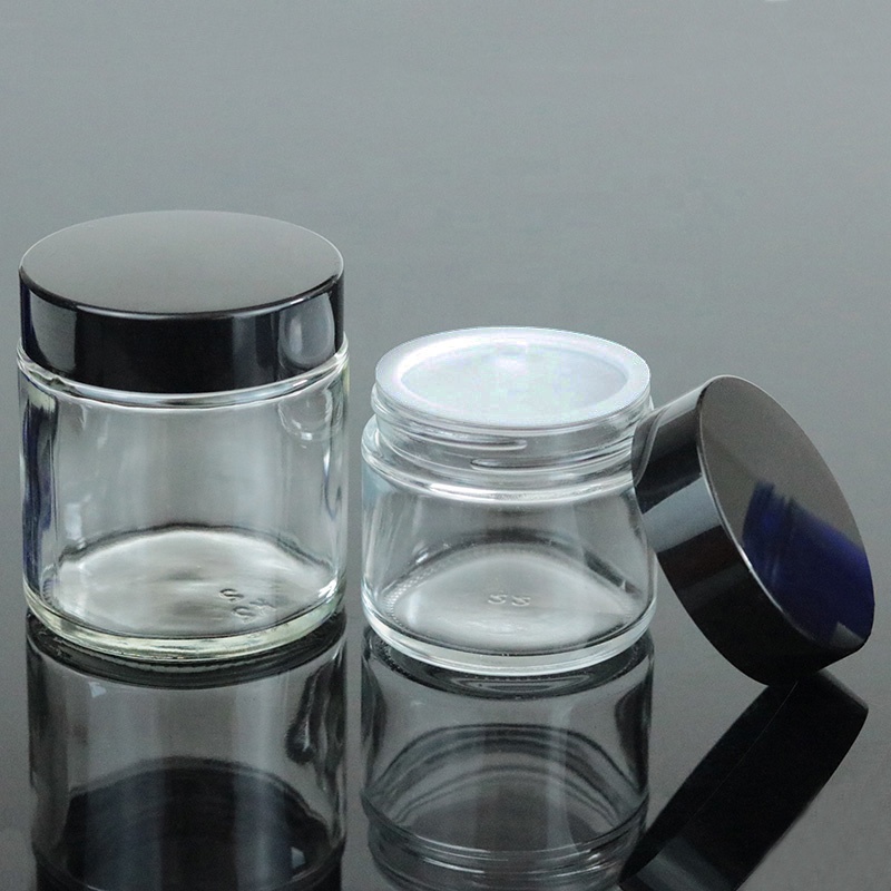 High Quality 60ml 2 oz Clear Skin Care Cosmetic Packaging Round Glass Jar with Lid (GJM33)