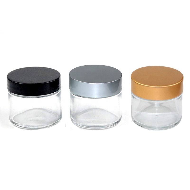 High Quality 60ml 2 oz Clear Skin Care Cosmetic Packaging Round Glass Jar with Lid (GJM33)