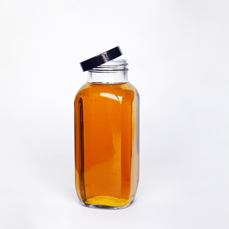 High Quality 60ml 250 ml 500 ml 1000ml French Square Glass Beverage Juice Bottles With Aluminium Cap