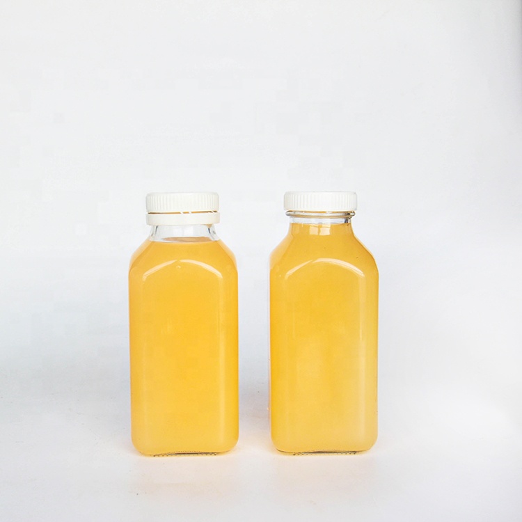 High Quality 60ml 250 ml 500 ml 1000ml French Square Glass Beverage Juice Bottles With Tamper Evident Cap