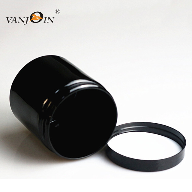 High Quality 68mm 89mm Mouth Straight Side Black Empty PET Plastic Jar for Cream