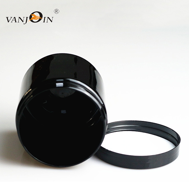 High Quality 68mm 89mm Mouth Straight Side Black Empty PET Plastic Jar for Cream