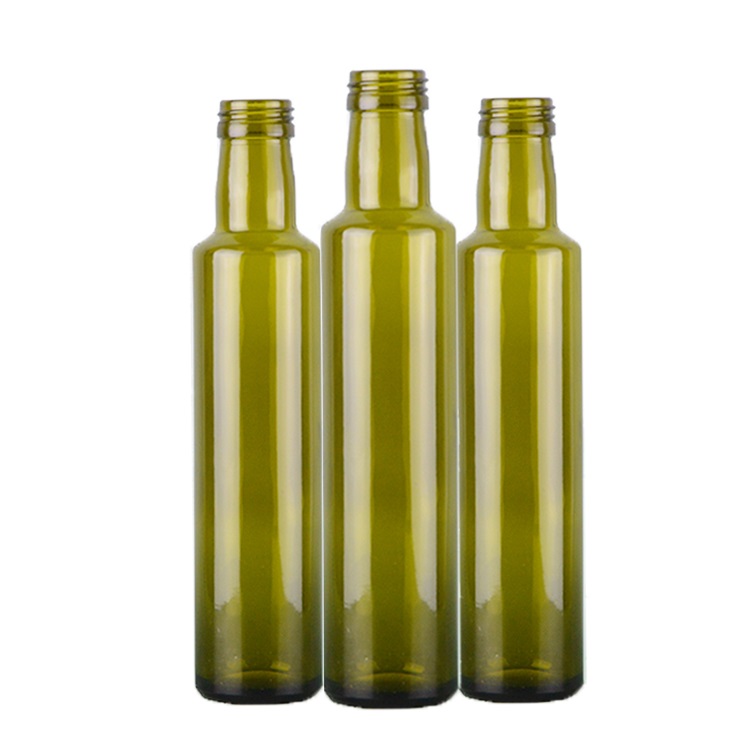 High Quality 750ml Round Dark Green Olive Oil Glass Bottle With Screw Cap For Sale