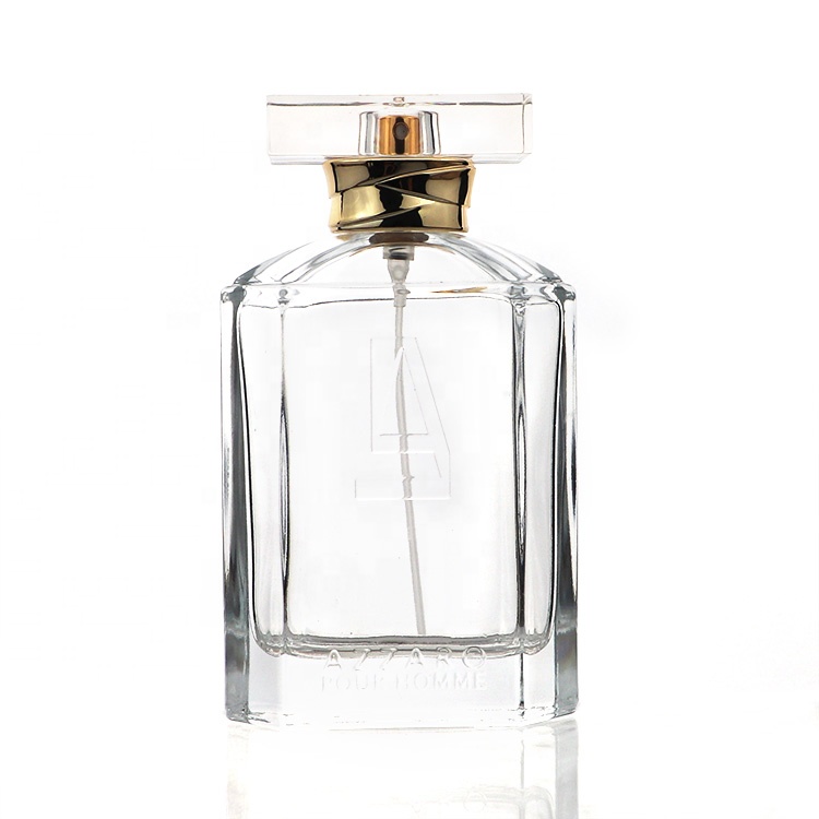 High Quality 85ml Glass Square Perfume Crimped Spray Bottle Custom Logo