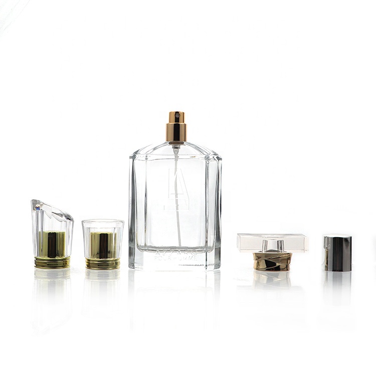 High Quality 85ml Glass Square Perfume Crimped Spray Bottle Custom Logo