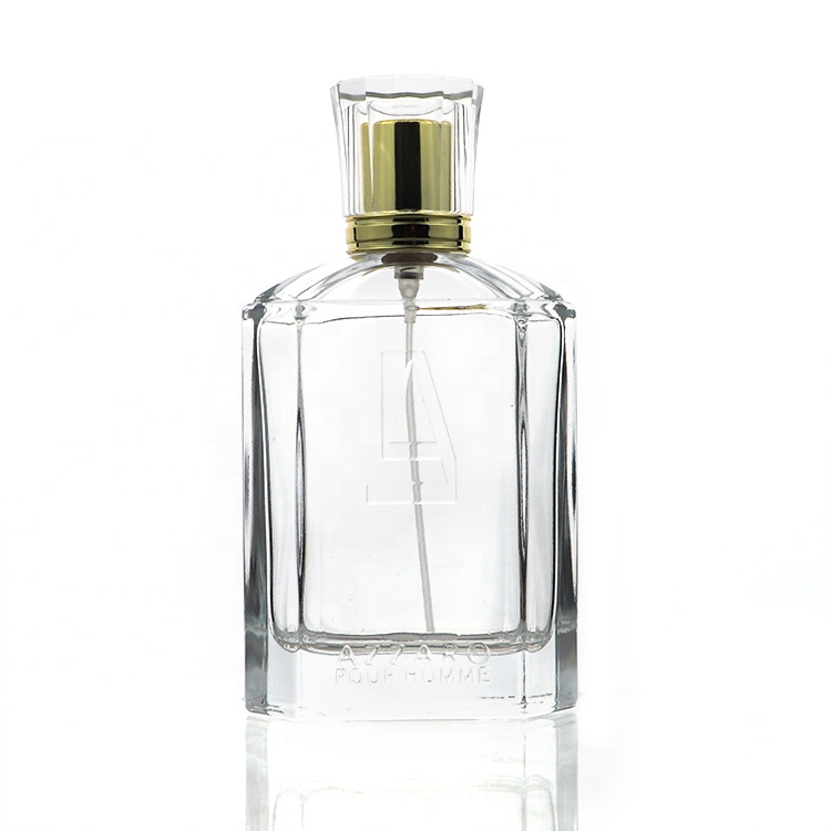 High Quality 85ml Glass Square Perfume Crimped Spray Bottle Custom Logo