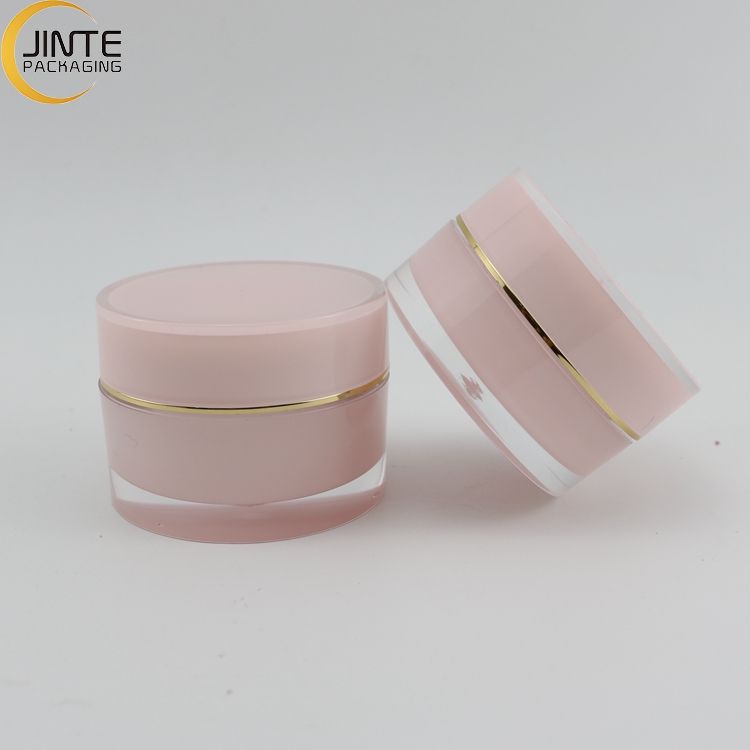 High Quality Acrylic Plastic Double wall Cosmetics packaging 15ml 30ml 50ml Nude Pink Jar contianer for face cream