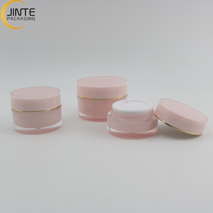 High Quality Acrylic Plastic Double wall Cosmetics packaging 15ml 30ml 50ml Nude Pink Jar contianer for face cream