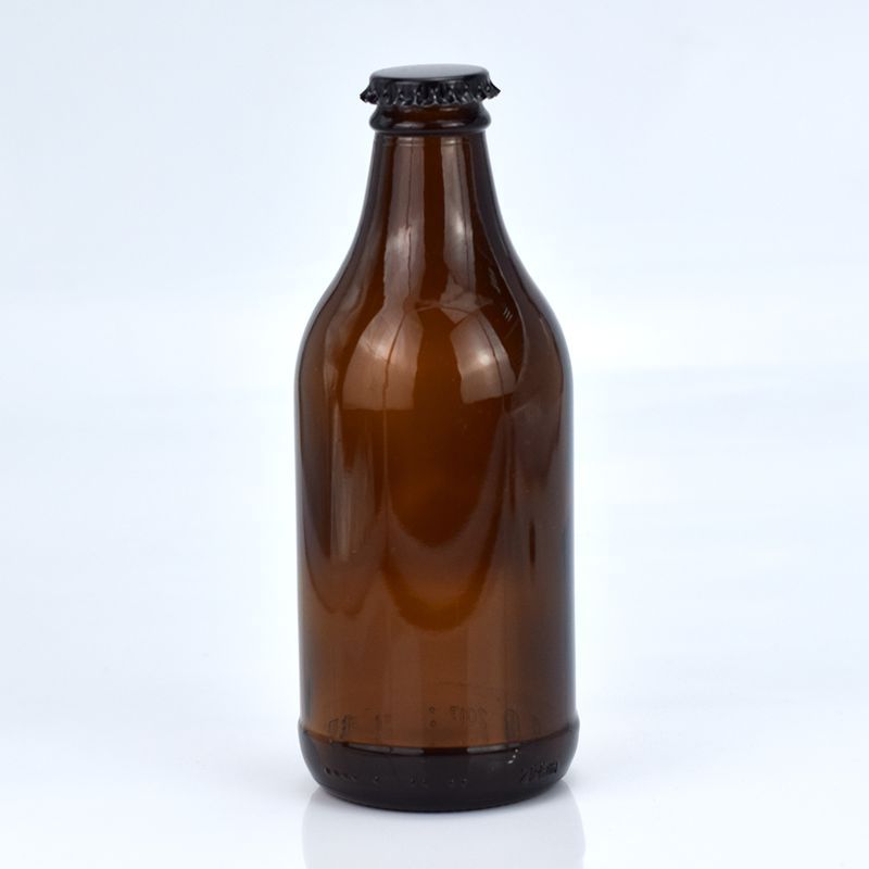 High Quality Amber Color 296ml Glass Wine Bottle Glass Beer Bottle With Crown Cap