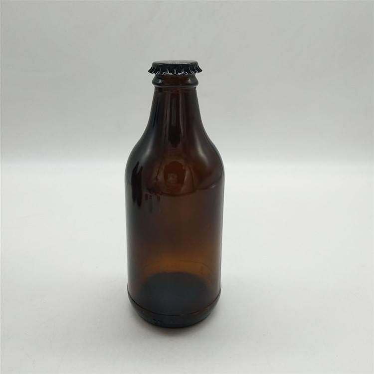 High Quality Amber Color 296ml Glass Wine Bottle Glass Beer Bottle With Crown Cap