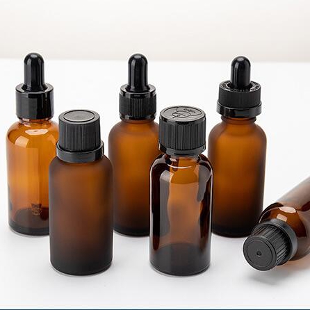 High Quality Amber Frosted Essential Oil Glass Dropper Bottle