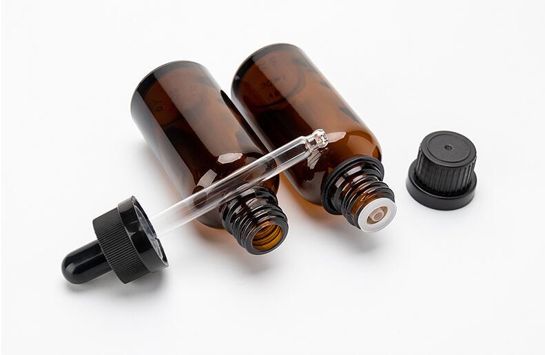 High Quality Amber Frosted Essential Oil Glass Dropper Bottle