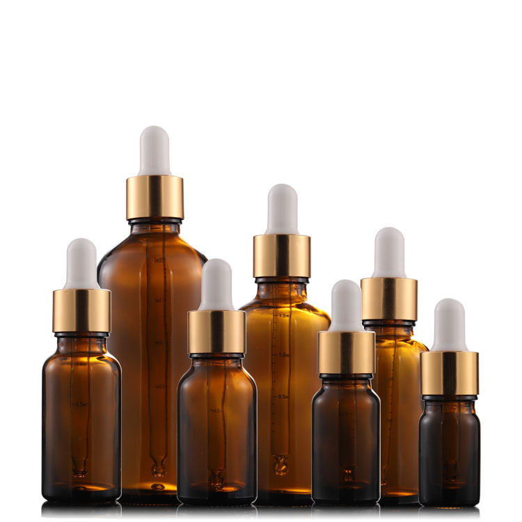 High Quality Amber Frosted Essential Oil Glass Dropper Bottle