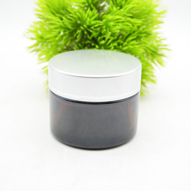 High Quality Amber Glass  Jar 50ml Cosmetic Jar skin care cream jar with Screw Cap