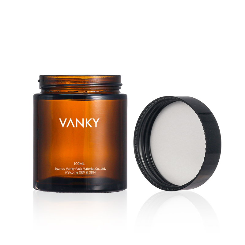 High Quality Amber Glass Jar with ABS Lid Luxury Customized design Packing