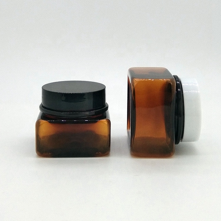 High Quality Amber Plastic Cosmetic Container PET Jar for Cream