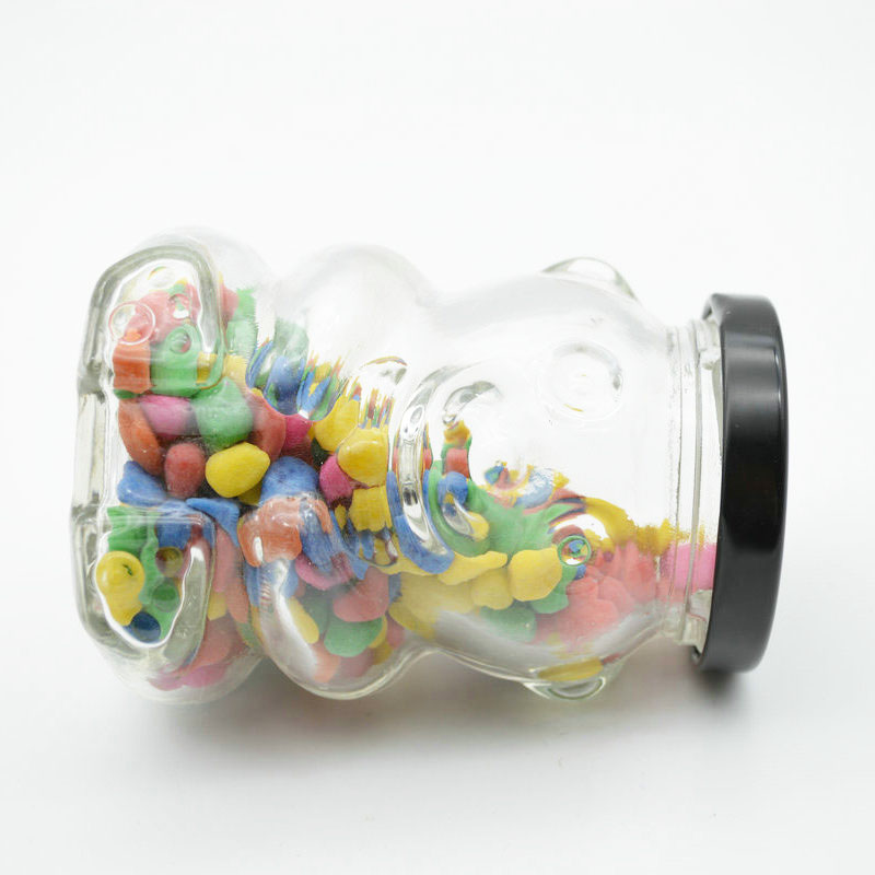 High Quality Bear Shaped Small Clear Empty Food Grade Glass Candy Jar Cookies Storage Bottle