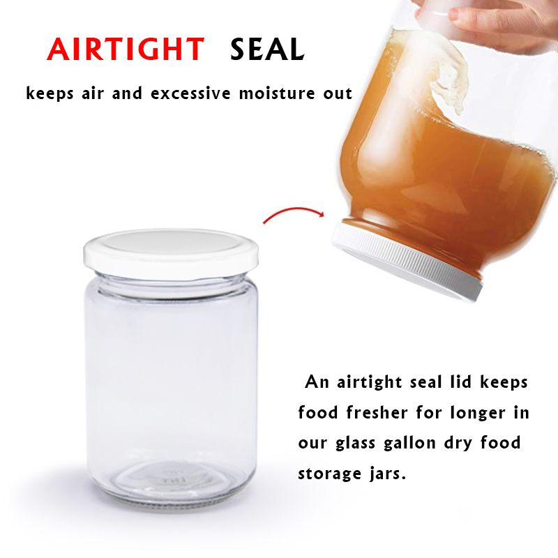 High Quality Best Seller 120/150/280/350/450/500/650/700ml Round Glass Food Storage Jar With Metal Cap