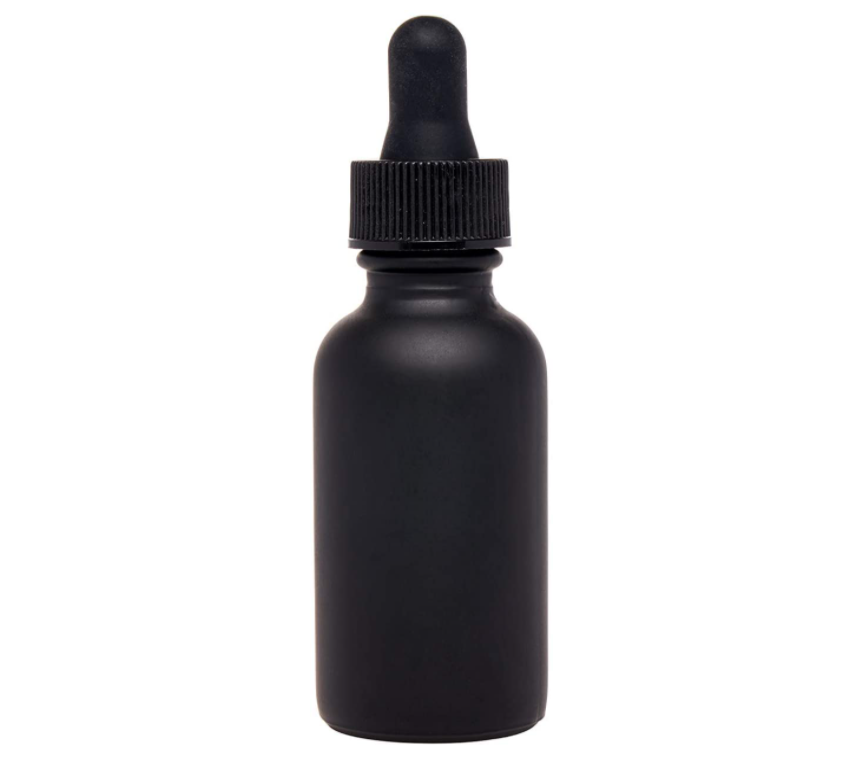 High Quality Black Coated Boston Round Essential Oils Aromatherapy Glass Bottles Jar With Black dropper cap, 1oz