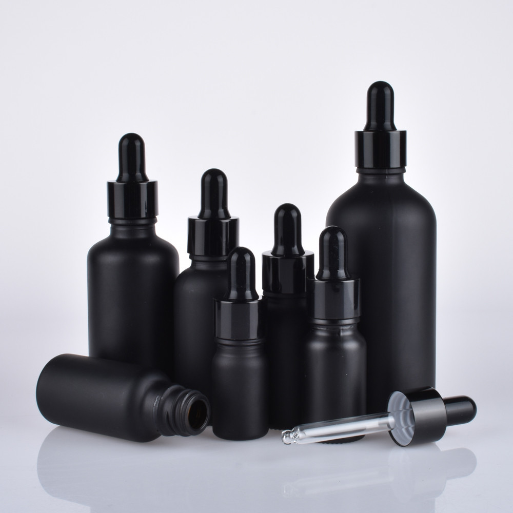 High Quality Black Essential Oil Bottle 5ml/10ml/15ml/20ml/30ml/50ml/100ml Rubber Dropper Bottle