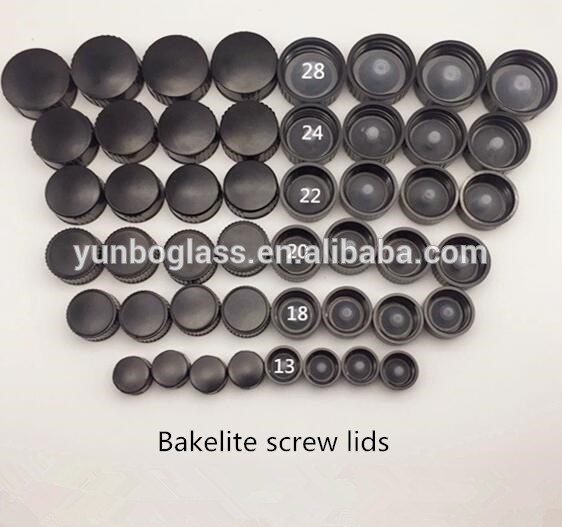 High Quality Boston Round Glass Bottle With Black Phenolic Cone Line Caps