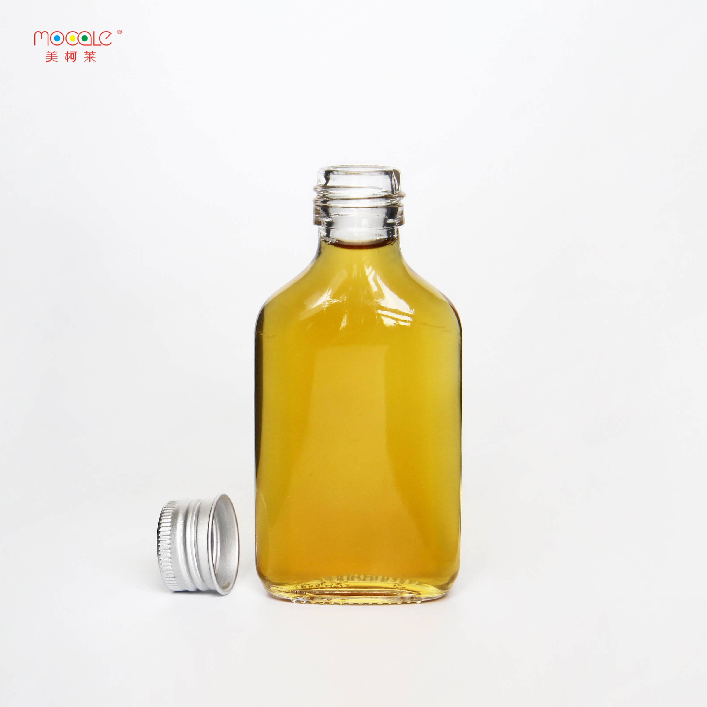 High Quality Clear Flat Flask Liquor Bottle 100ml Whiskey Bottle Glass Alcohol Spirits Glass Bottle