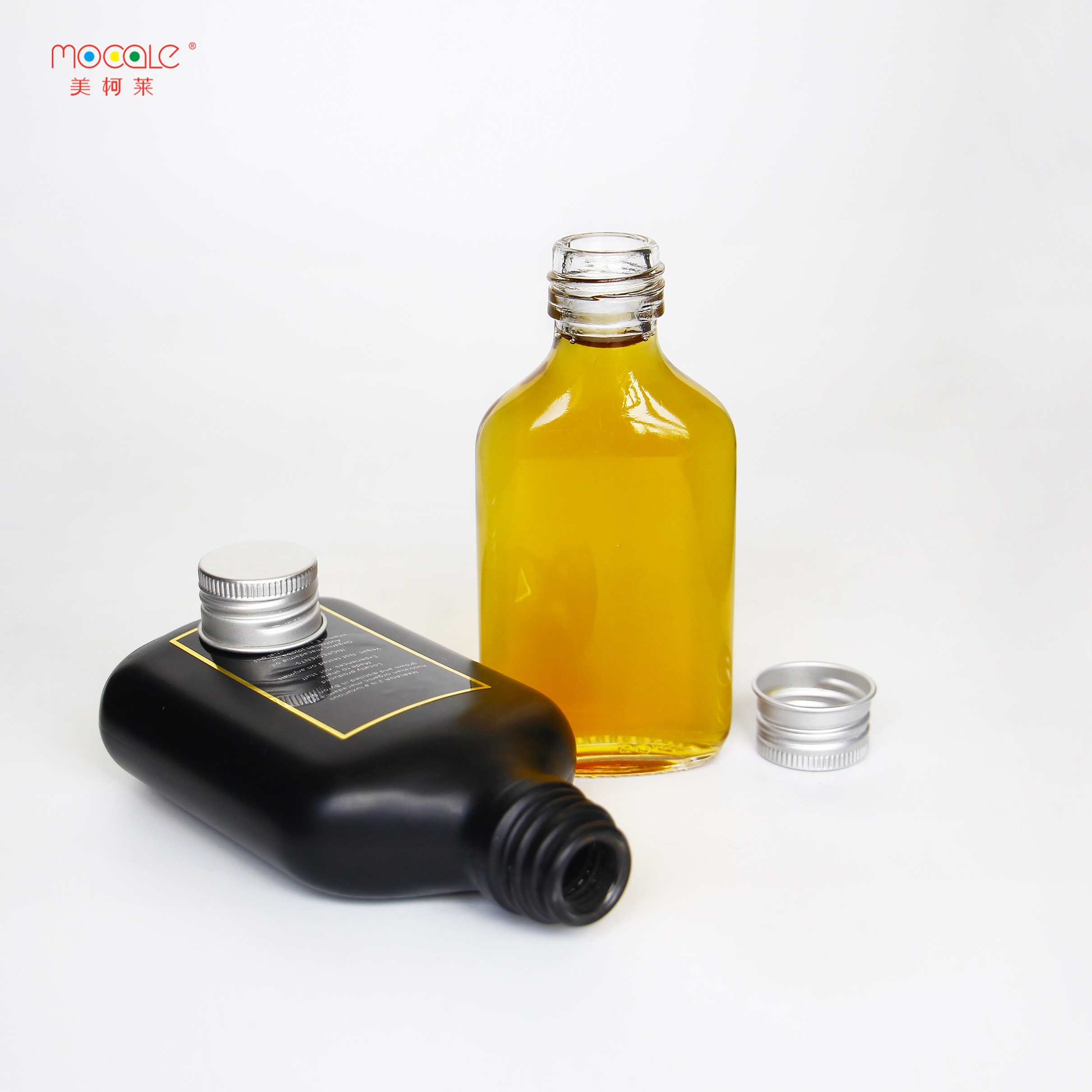 High Quality Clear Flat Flask Liquor Bottle 100ml Whiskey Bottle Glass Alcohol Spirits Glass Bottle