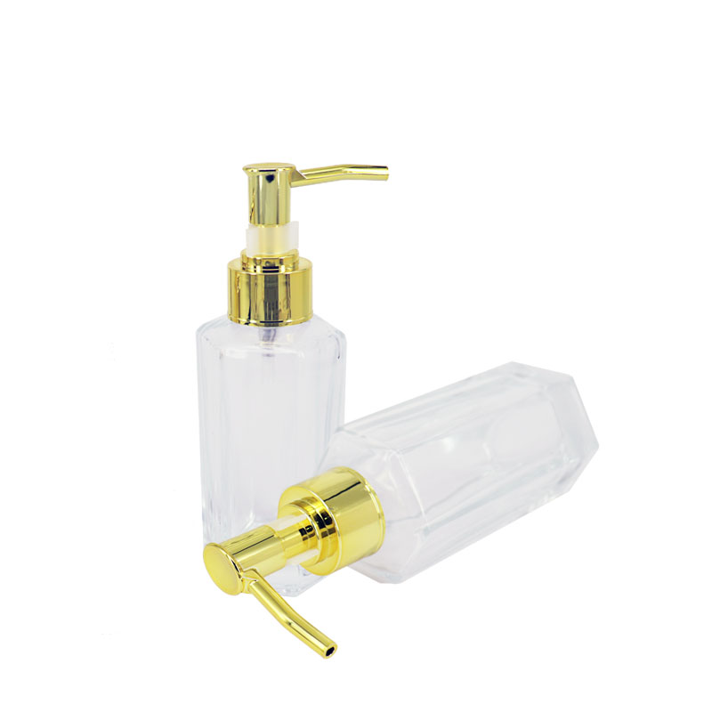 High Quality  Clear Shampoo Lotion Cosmetic Glass Pump Bottle With Gold Silver Cap