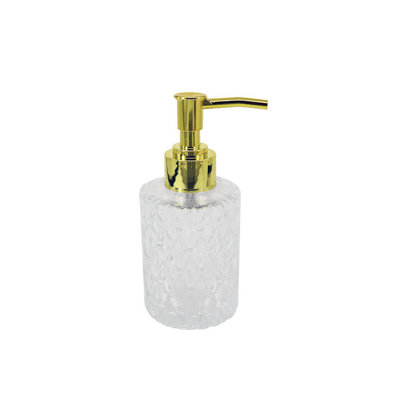 High Quality Clear Shampoo Lotion Cosmetic Glass Pump Bottle With Gold Silver Cap