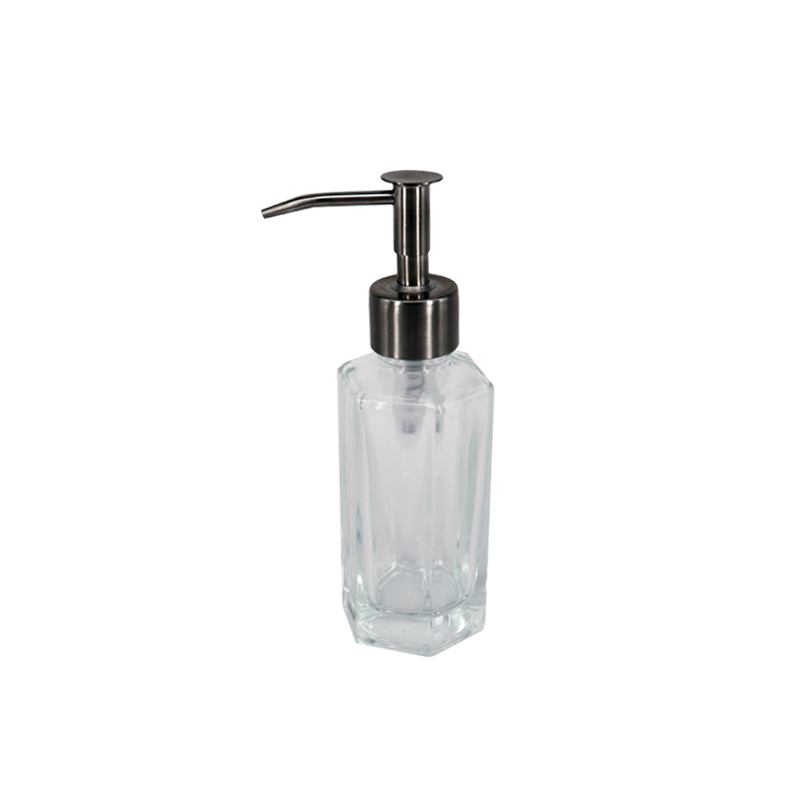 High Quality Clear Shampoo Lotion Cosmetic Glass Pump Bottle With Gold Silver Cap