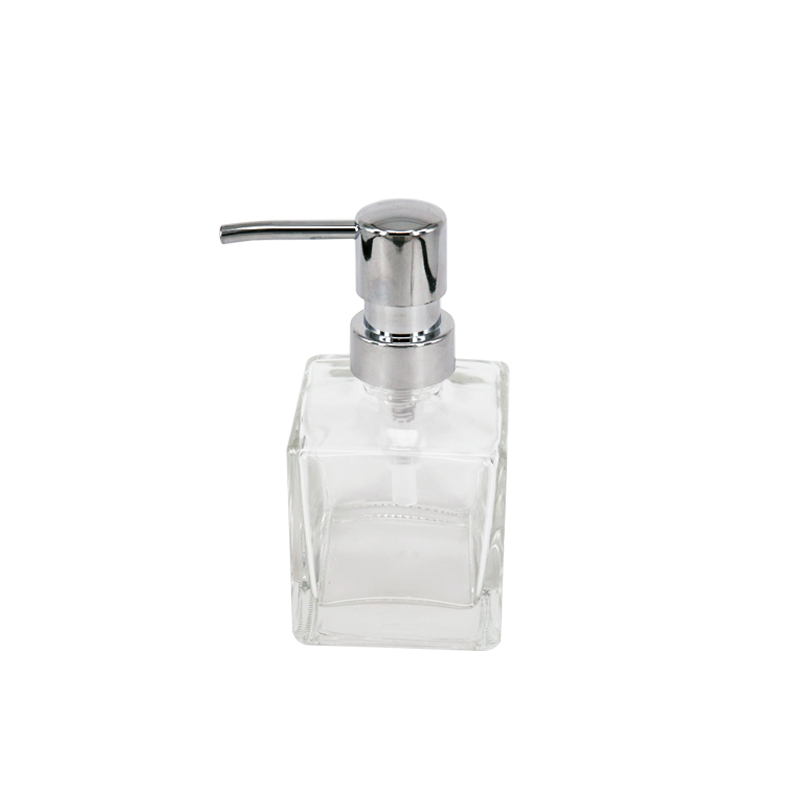 High Quality Clear Shampoo Lotion Cosmetic Glass Pump Bottle With Gold Silver Cap