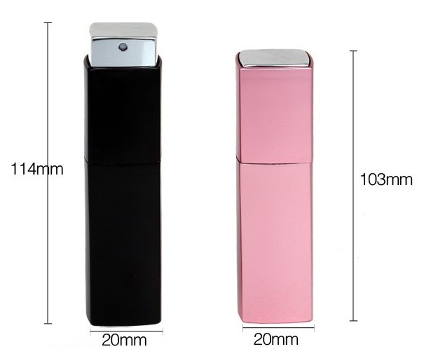High Quality Colorful 20ml Aluminum Portable Fine Mist Square Twist Perfume Atomizer