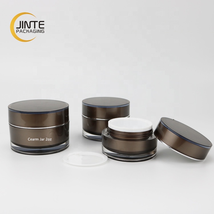 High Quality Control Brown Color Cosmetic Acrylic Cream Double Wall Jar 15g 30g 50g For Men Skincare