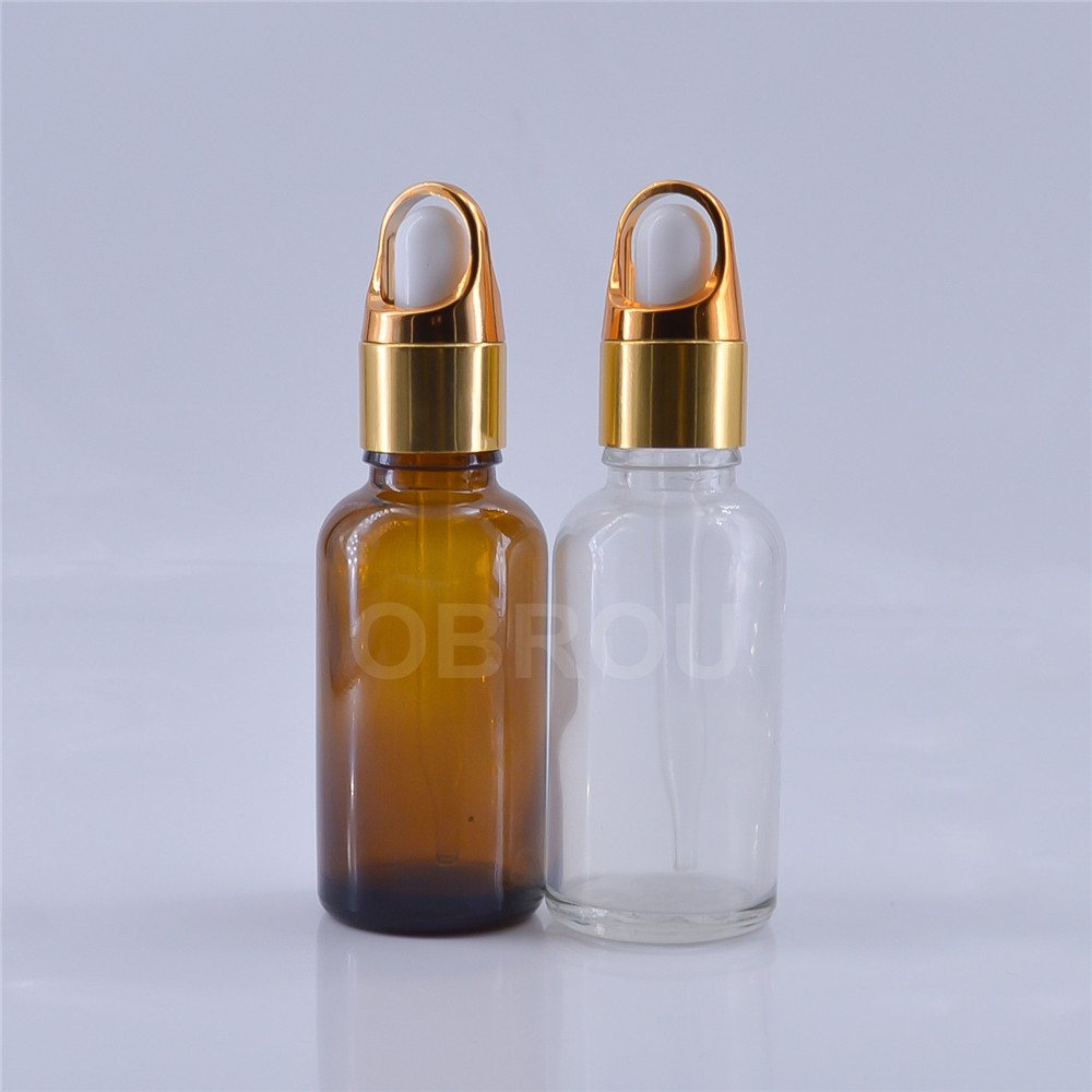 High Quality Cosmetic Glass Bottle E liquid oil dropper bottle with flower basket dropper cap