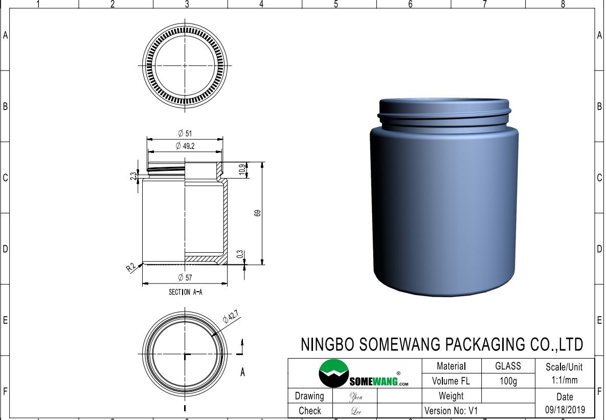 High Quality Cosmetic Packaging Cosmetic Facial Cream Jar Container Matte Frosted Green Glass Jar 100g