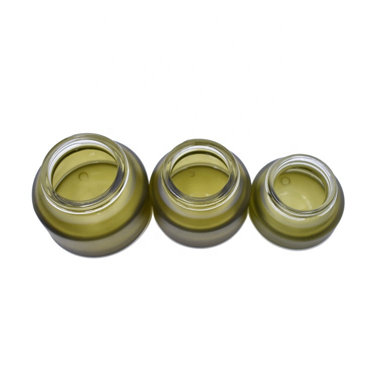 High Quality Cosmetics Packing Skin Care Sloping Shoulder Frosted Green 1oz 30g 30 Ml Glass Cosmetic Cream Jar
