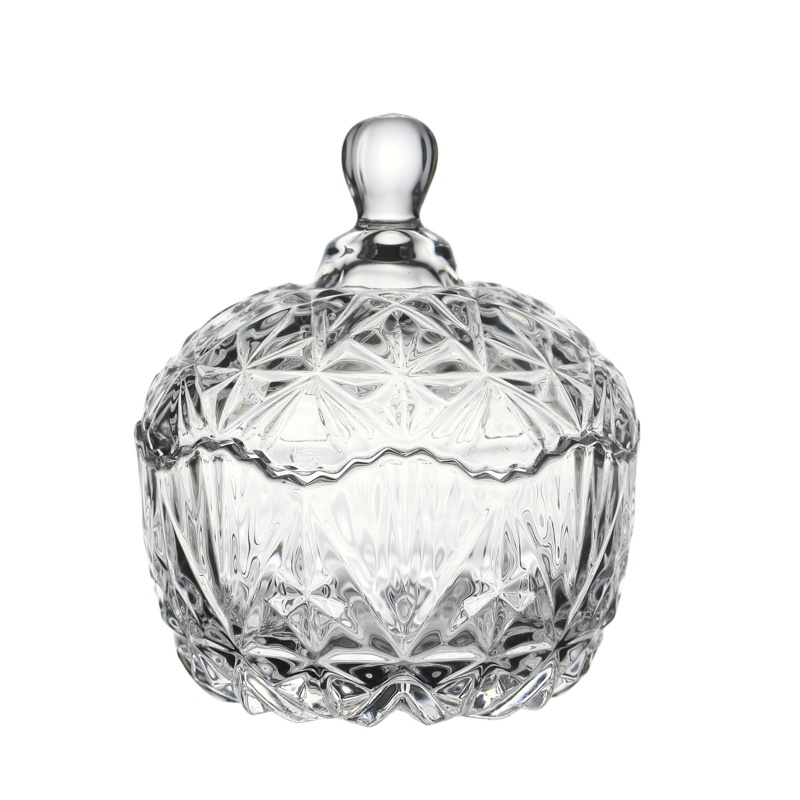 High Quality Customize Clear Candy Storage Empty Canning Food  Round Glass Jar Wholesale with Lids