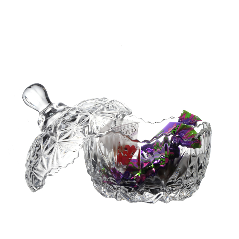 High Quality Customize Clear Candy Storage Empty Canning Food Round Glass Jar Wholesale with Lids