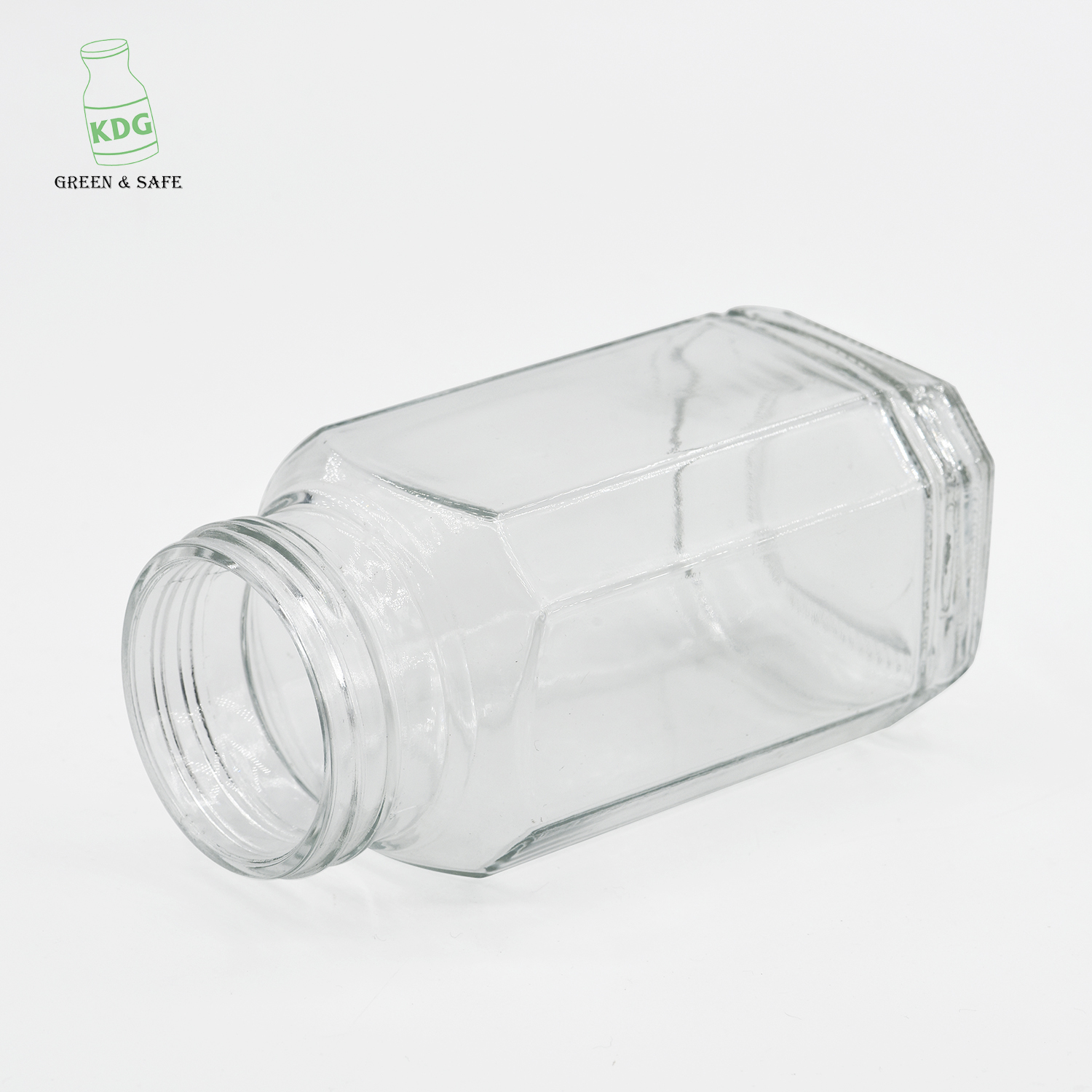 High Quality Customize Food Storage Square Octagonal Empty Honey Glass Jars Wholesale with Plastic Lids