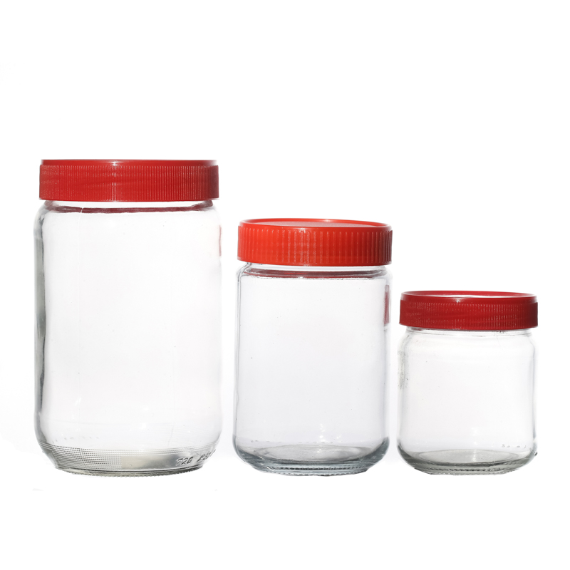 High Quality Customize Round Screw Top Empty Different Capacity Storage Food Jar Glass in Bulk with Cap