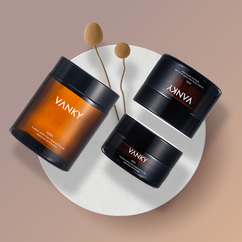 High Quality Customized Skincare package in Amber Glass Jar