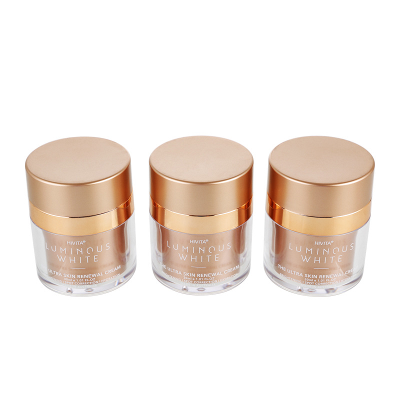 High Quality Double Shell Golden Cosmetic 50g Acrylic Airless Cream Jar