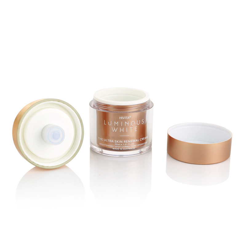 High Quality Double Shell Golden Cosmetic 50g Acrylic Airless Cream Jar