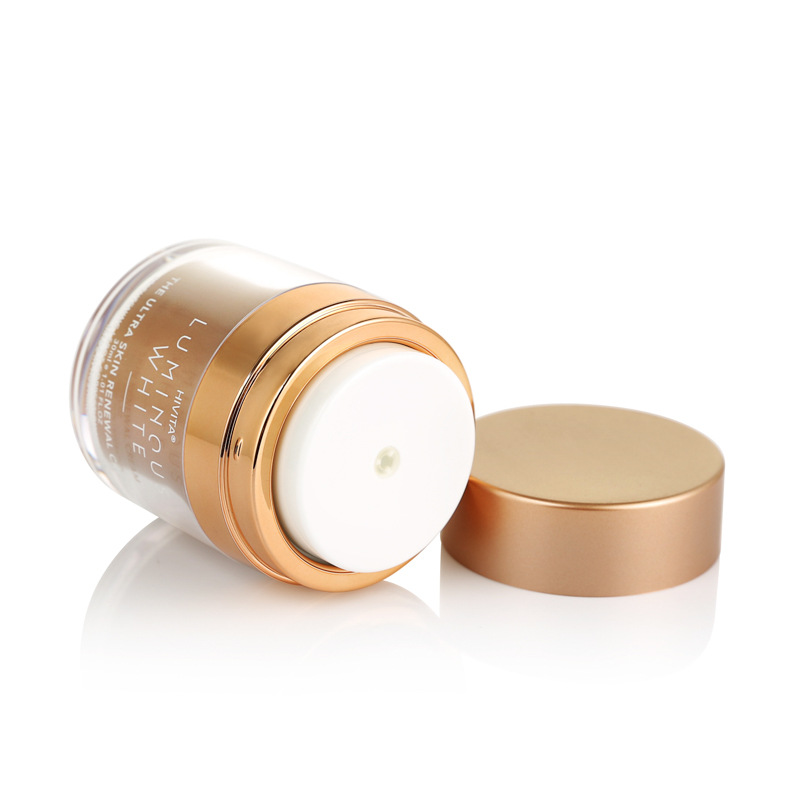 High Quality Double Shell Golden Cosmetic 50g Acrylic Airless Cream Jar