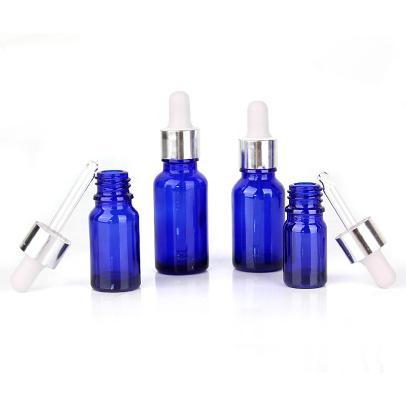 High Quality Dropper Bottle Packaging 15ml 30ml 50ml 100ml Blue Color Essential Oil Glass Bottle
